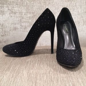 Dolce & Gabbana Black Crystal Embellished Suede Pumps